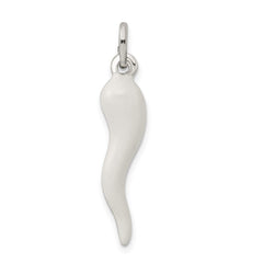 Sterling Silver White Enamel Italian Horn Pendant QC6094