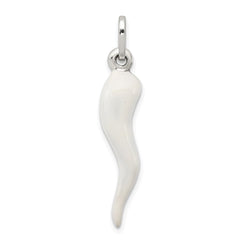 Sterling Silver White Enamel Italian Horn Pendant QC6094