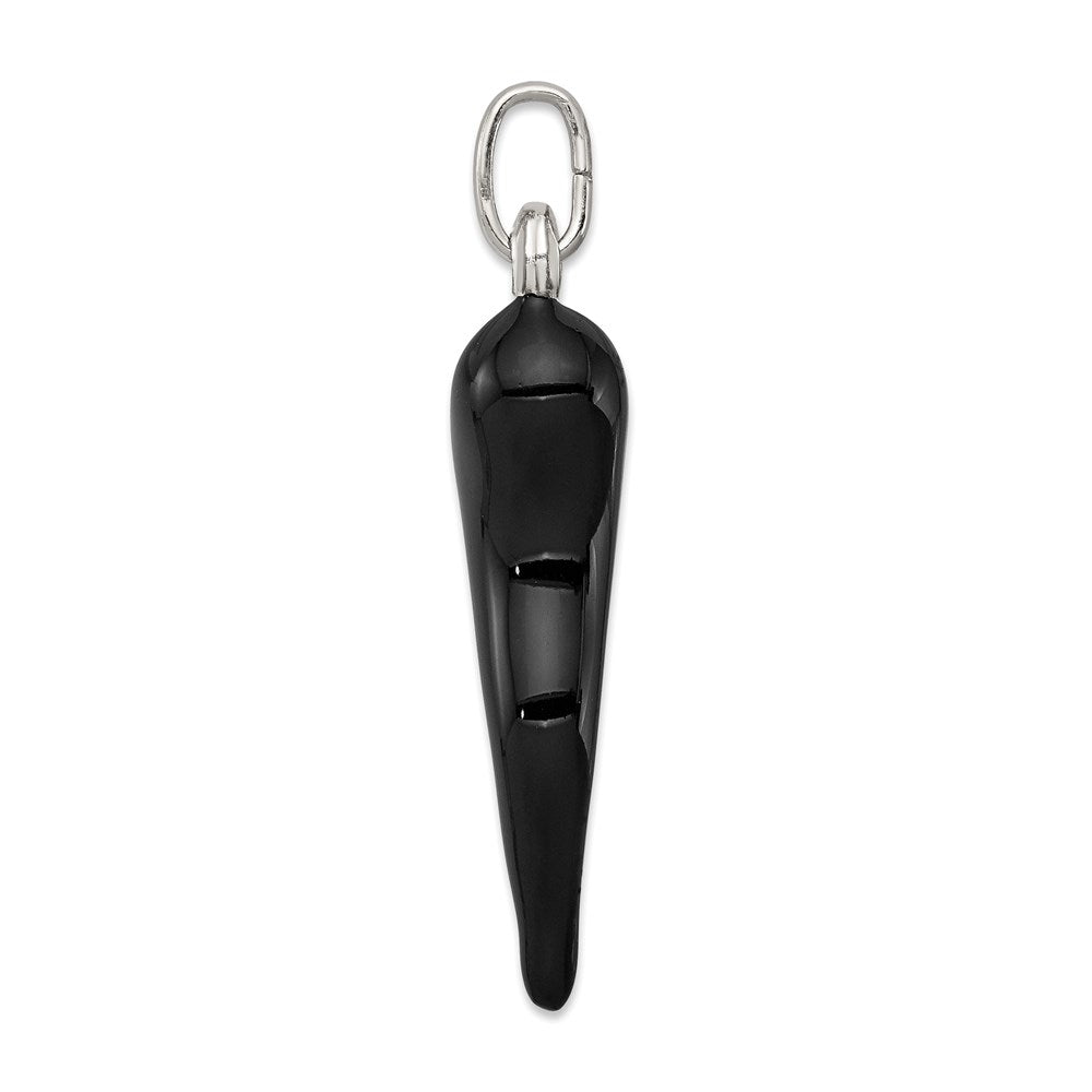 Sterling Silver Black Enamel Italian Horn Pendant QC6095