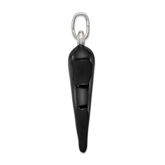 Sterling Silver Black Enamel Italian Horn Pendant QC6095