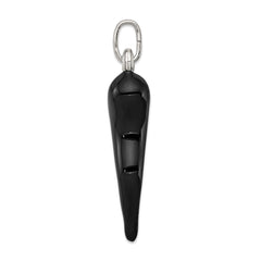 Sterling Silver Black Enamel Italian Horn Pendant QC6095