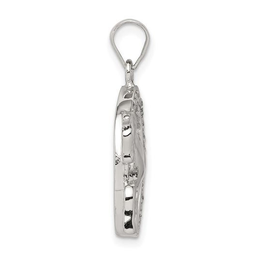 Sterling Silver Rhodium-plated Horse & Horseshoe CZ Pendant QC6111