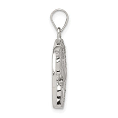 Sterling Silver Rhodium-plated Horse & Horseshoe CZ Pendant QC6111