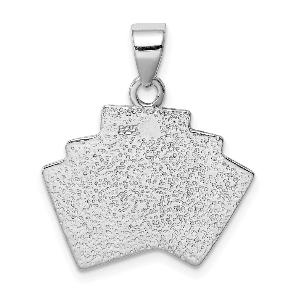 Sterling Silver Rhodium-platedEnamel Royal Flush Pendant QC6116