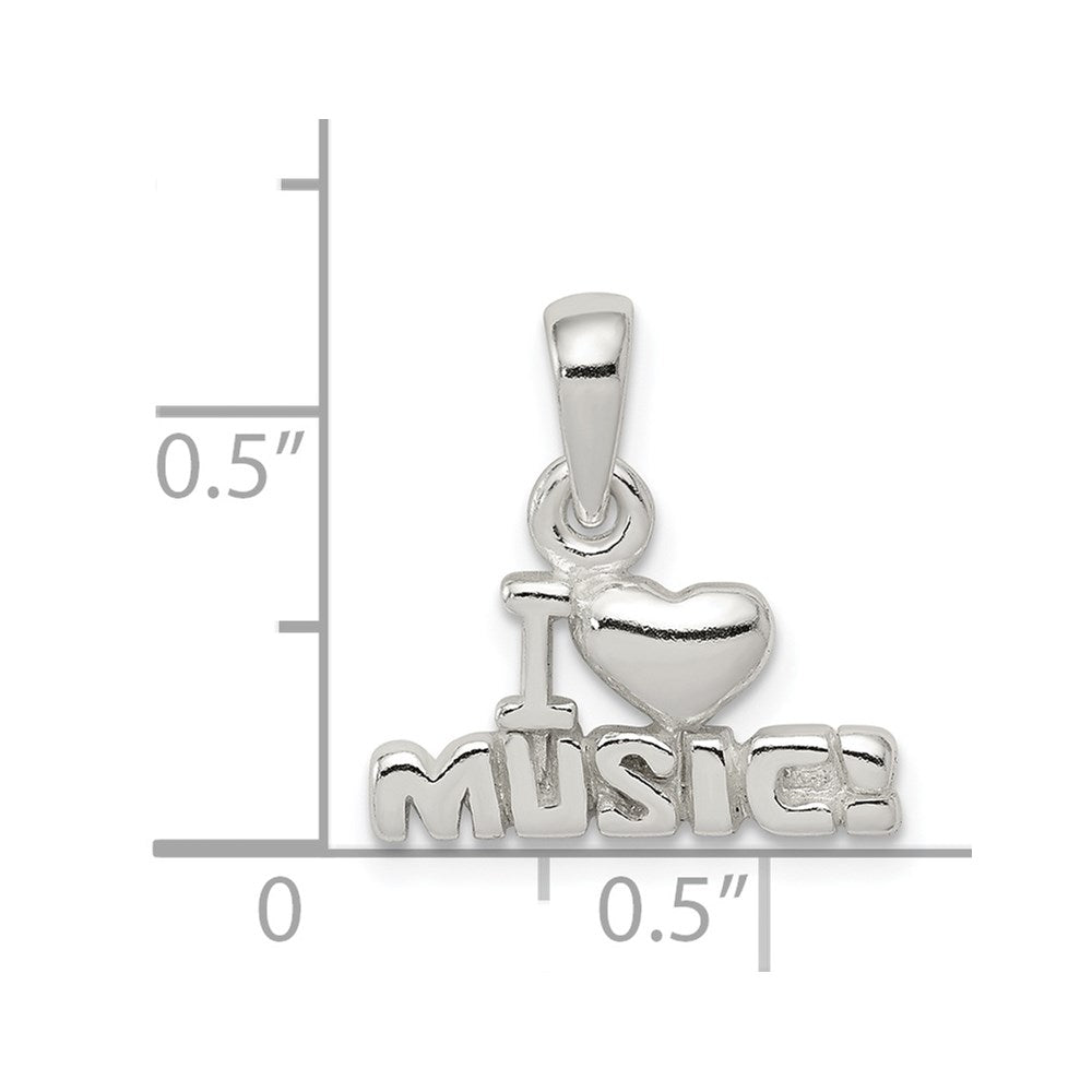 Sterling Silver I Love Music Pendant QC6118