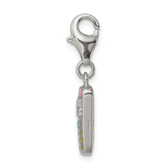 Sterling Silver Rhodium-plated Enameled and CZ Cell Phone Charm QC6164