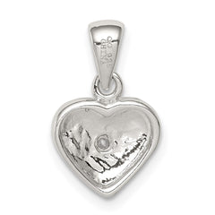 Sterling Silver Rhodium Plated Red Enamel with CZ Heart Pendant QC6184