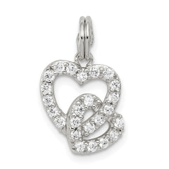 Sterling Silver Rhodium-plated CZ Interlocking Hearts Charm QC6191