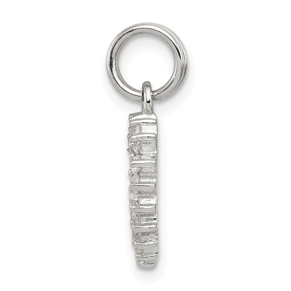 Sterling Silver Rhodium-plated CZ Heart Charm QC6192
