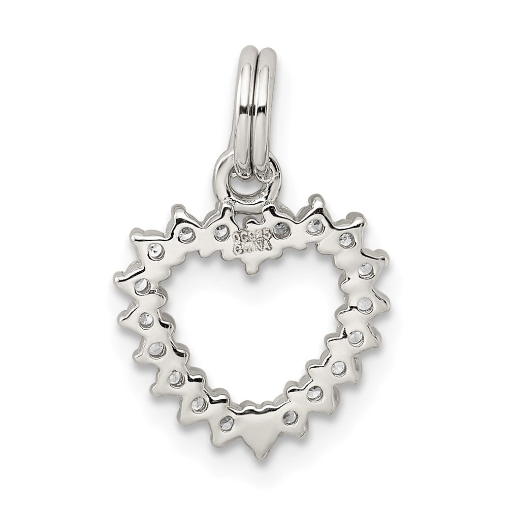 Sterling Silver Rhodium-plated CZ Heart Charm QC6192