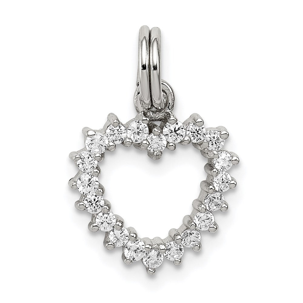 Sterling Silver Rhodium-plated CZ Heart Charm QC6192