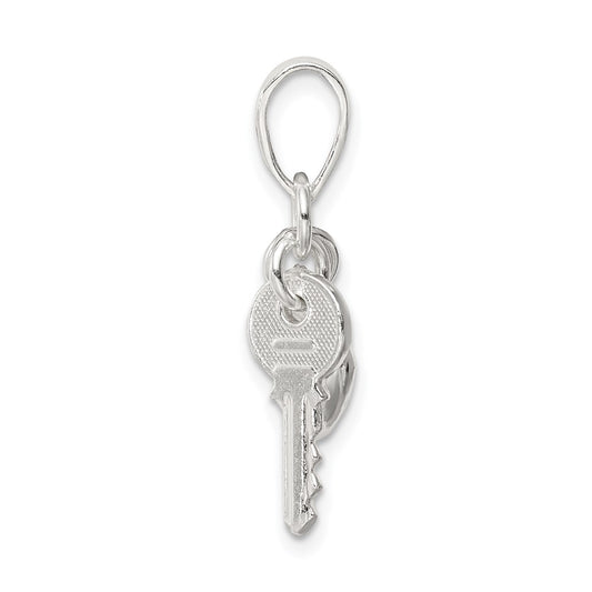 Sterling Silver Heart with Key Charm QC6204