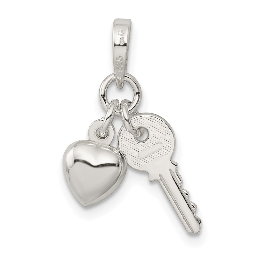 Sterling Silver Heart with Key Charm QC6204