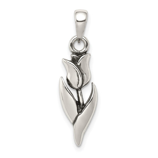 Sterling Silver Antiqued Tulip Pendant QC6219