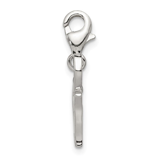 Sterling Silver Rhodium-plated Blue Enameled Elephant Charm QC6225