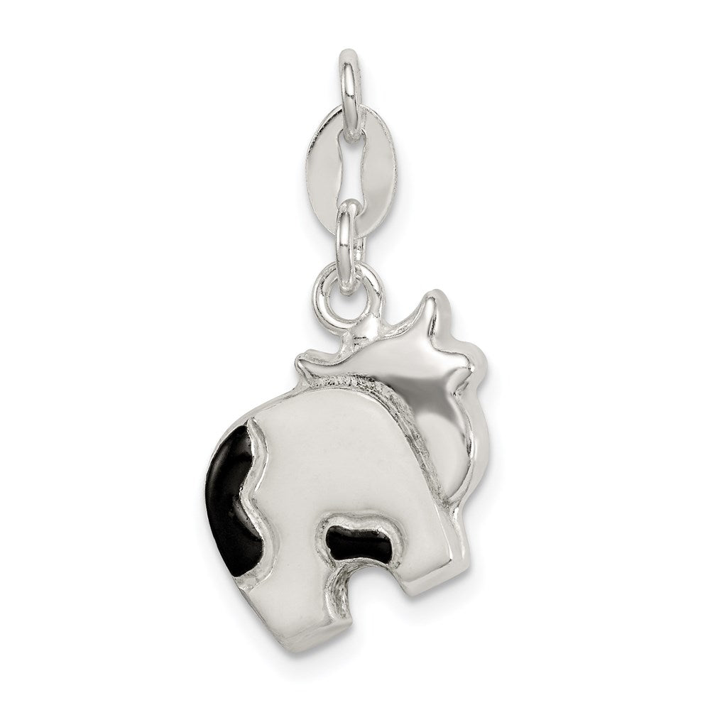 Sterling Silver Enameled Cow Charm QC6234