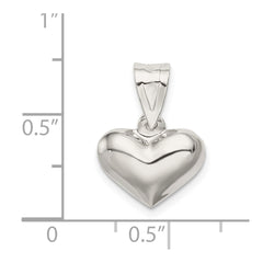 Sterling Silver Rhodium-plated Puffed Heart Charm QC625