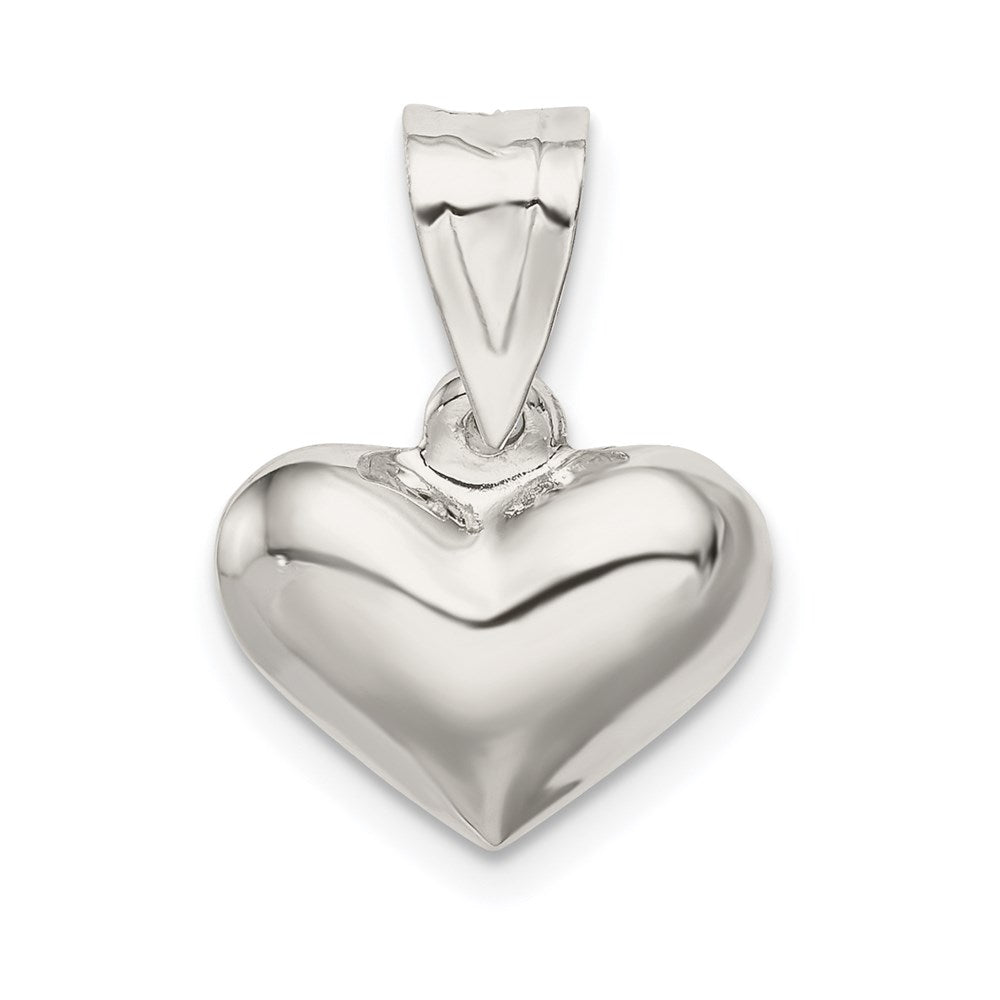 Sterling Silver Rhodium-plated Puffed Heart Charm QC625