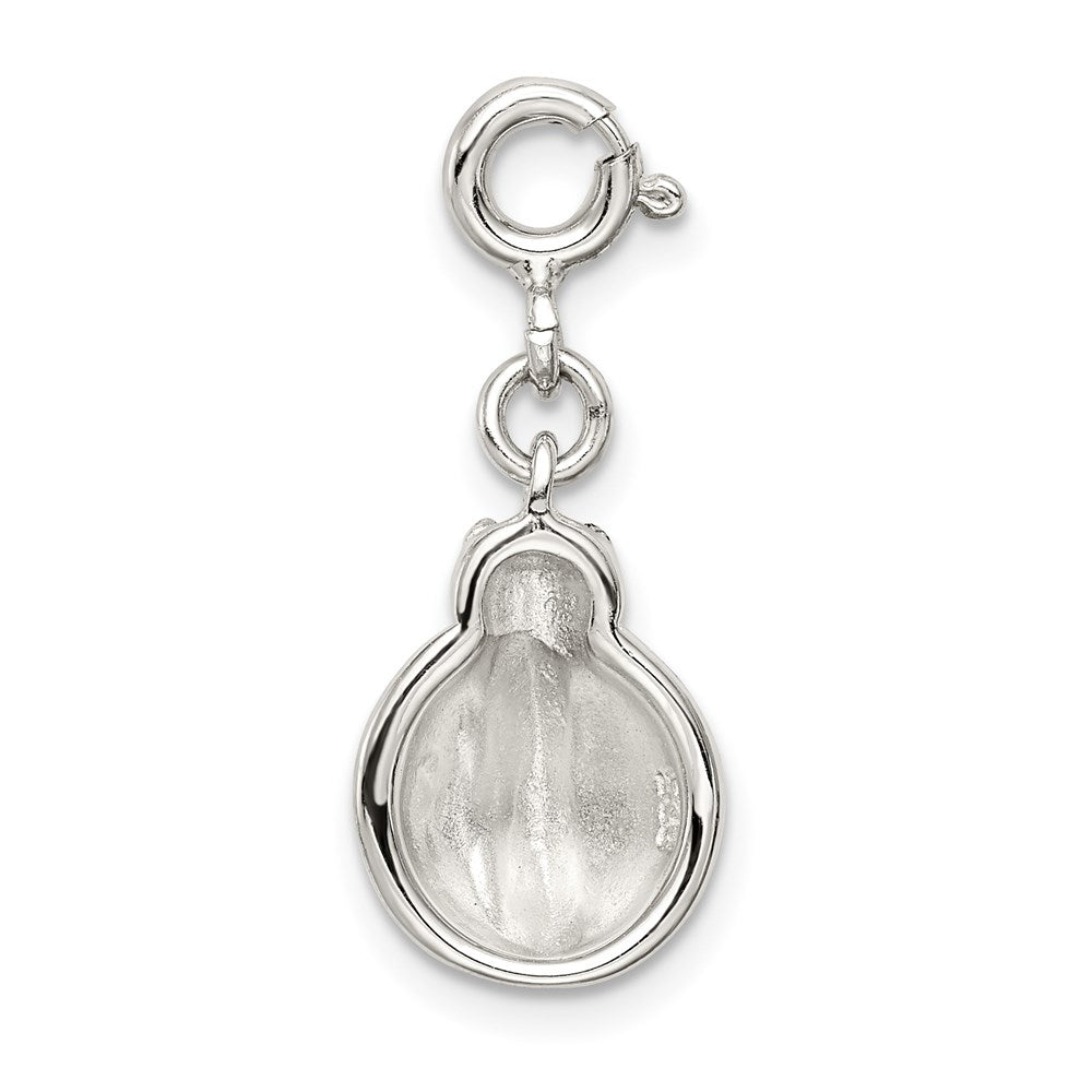 Sterling Silver Rhodium-plated Red and Black Enameled Lady bug Charm QC6268