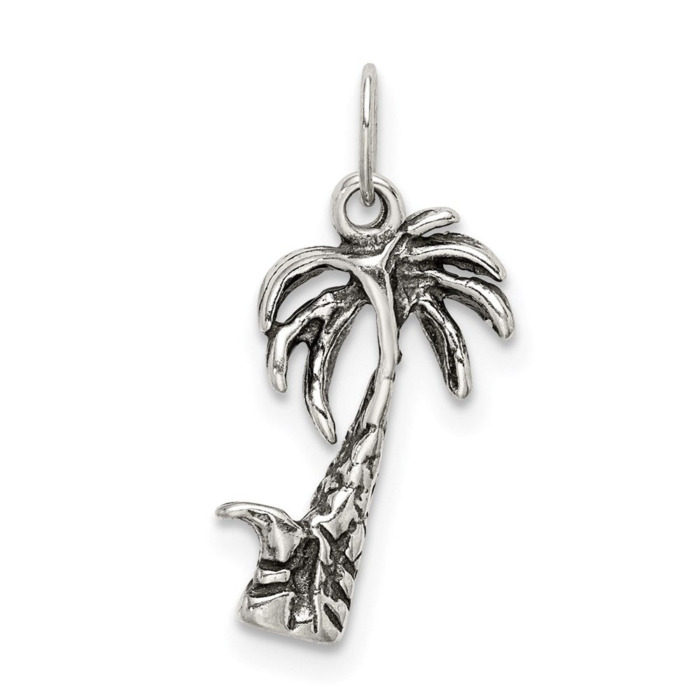 Sterling Silver Antiqued Palm Tree Charm QC6281