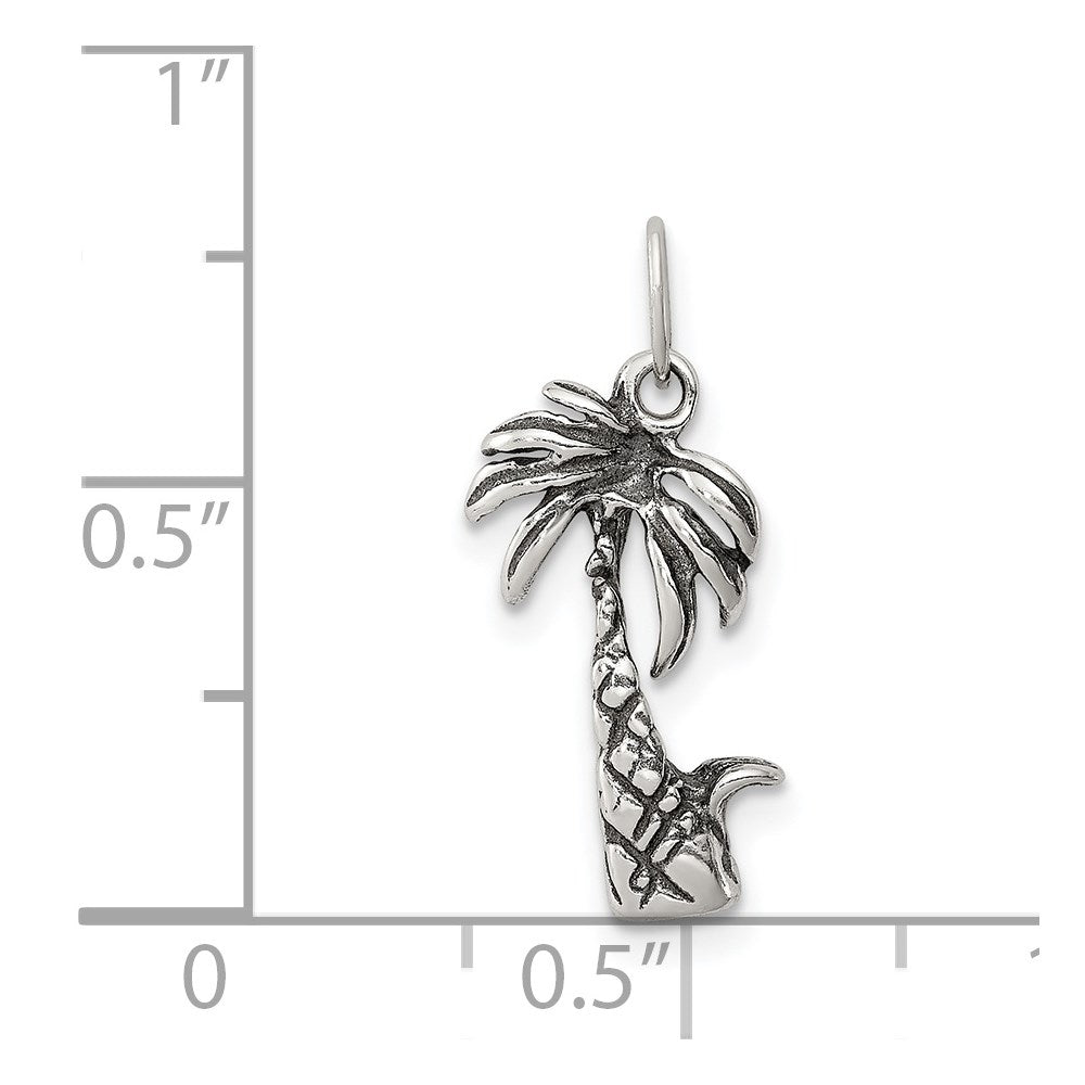 Sterling Silver Antiqued Palm Tree Charm QC6281