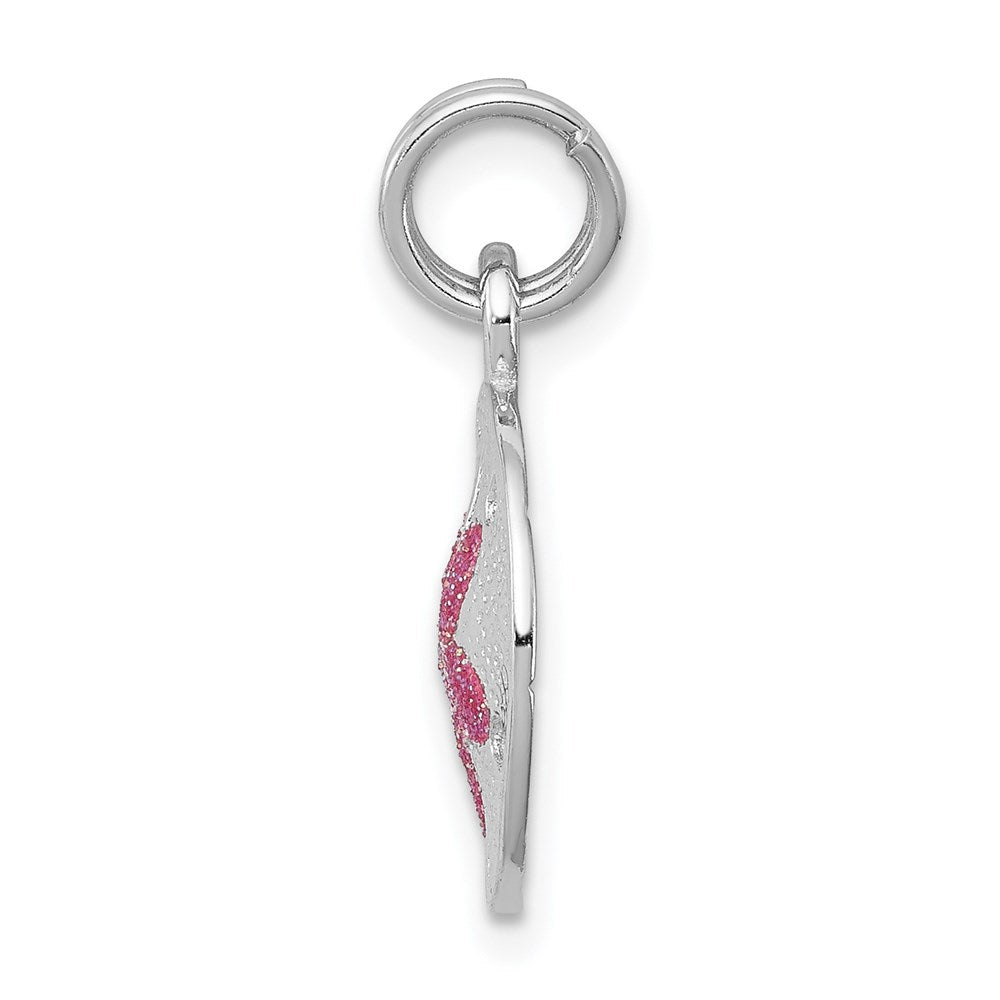 Sterling Silver Rhodium-plated Polished Enameled Sand Dollar Charm QC6323