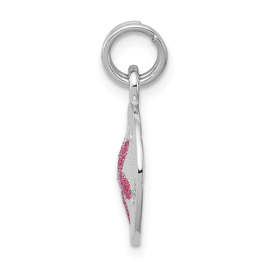 Sterling Silver Rhodium-plated Polished Enameled Sand Dollar Charm QC6323