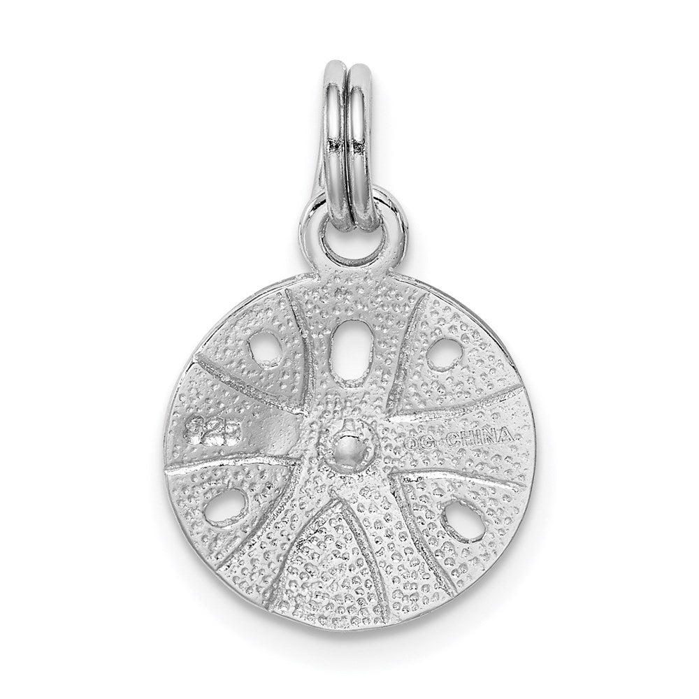 Sterling Silver Rhodium-plated Polished Enameled Sand Dollar Charm QC6323