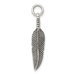 Sterling Silver Antiqued Feather Charm QC6371
