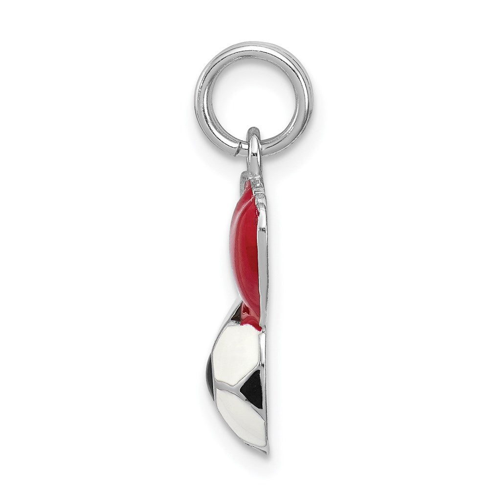 Sterling Silver Rhodium-platedEnamel I Heart Soccer Ball Charm QC6478