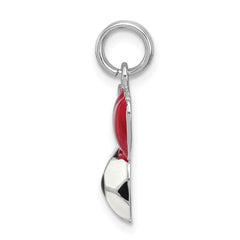 Sterling Silver Rhodium-platedEnamel I Heart Soccer Ball Charm QC6478