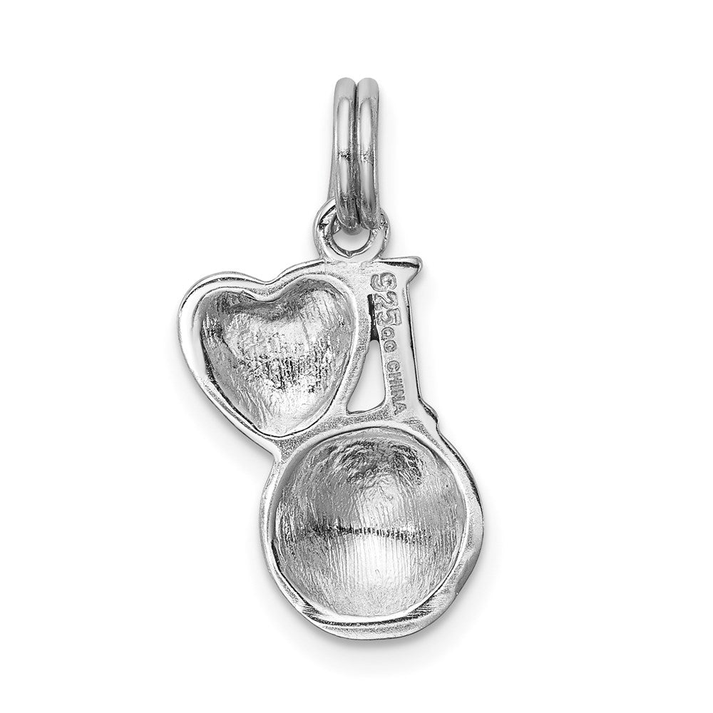 Sterling Silver Rhodium-platedEnamel I Heart Soccer Ball Charm QC6478