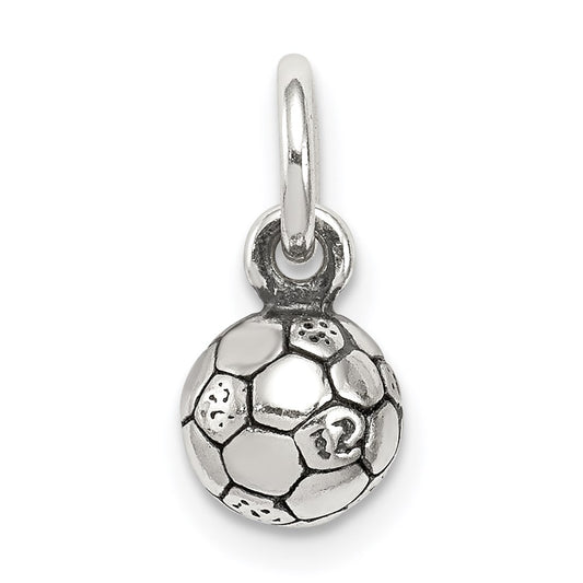 Sterling Silver Antiqued Soccer Ball Char QC6480