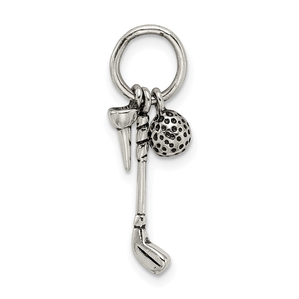 Sterling Silver Antiqued Golfer's Charm QC6491