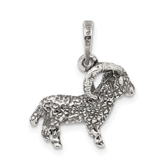 Sterling Silver Antiqued Aries Zodiac Pendant QC6498