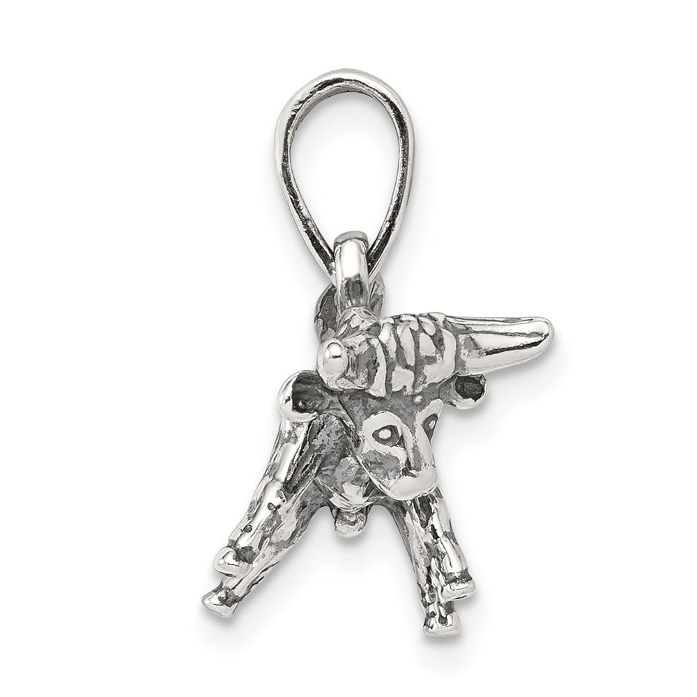 Sterling Silver Antiqued Taurus Zodiac Pendant QC6499
