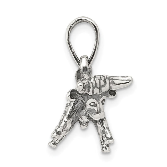 Sterling Silver Antiqued Taurus Zodiac Pendant QC6499