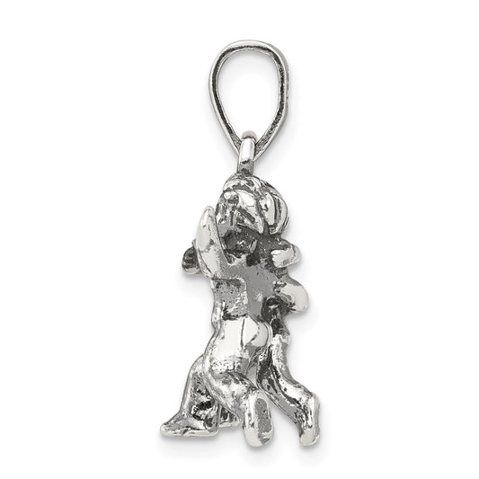 Sterling Silver Antiqued Gemini Zodiac Pendant QC6500