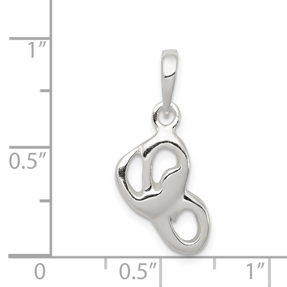Sterling Silver Letter C Initial Pendant QC6512C