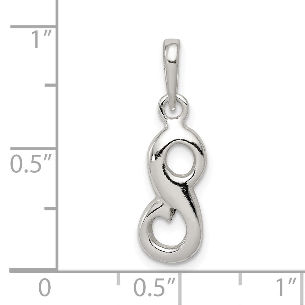 Sterling Silver Letter S Initial Pendant QC6512S