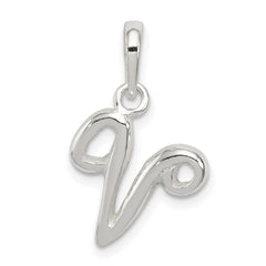Sterling Silver Letter V Initial Pendant QC6512V