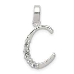 Sterling Silver CZ Letter C Initial Pendant QC6525C