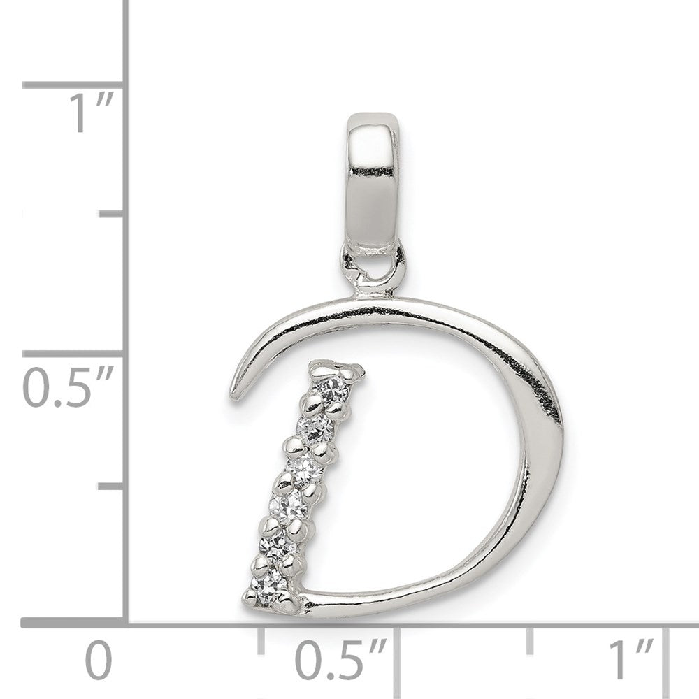 Sterling Silver CZ Letter D Initial Pendant QC6525D