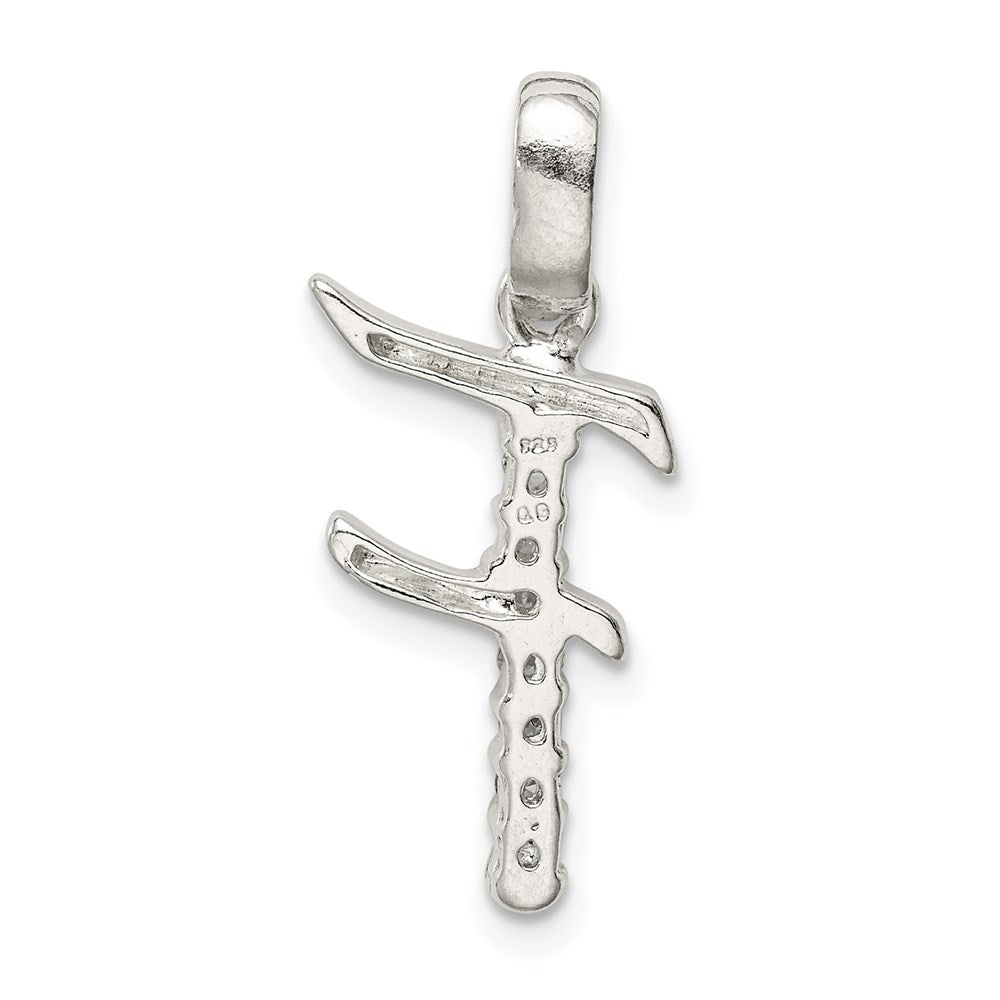 Sterling Silver CZ Letter F Initial Pendant QC6525F