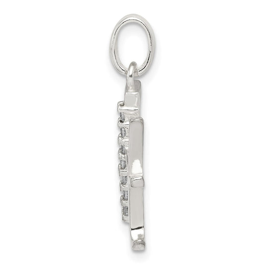 Sterling Silver CZ Letter H Initial Pendant QC6525H