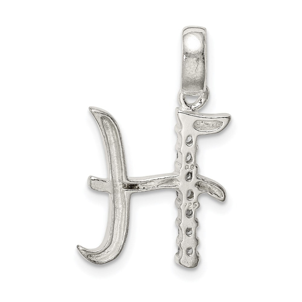 Sterling Silver CZ Letter H Initial Pendant QC6525H