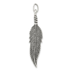 Sterling Silver Antiqued Feather Pendant QC6599