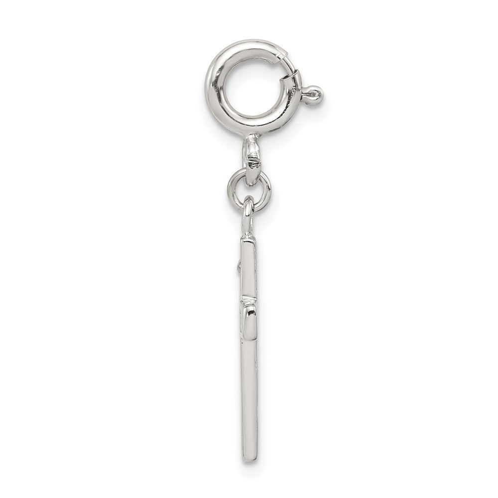 Sterling Silver Rhodium-plated CZ Faith Cross Clip-on Charm QC6645