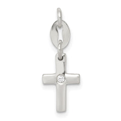 Sterling Silver & CZ Polished Cross Charm QC6647