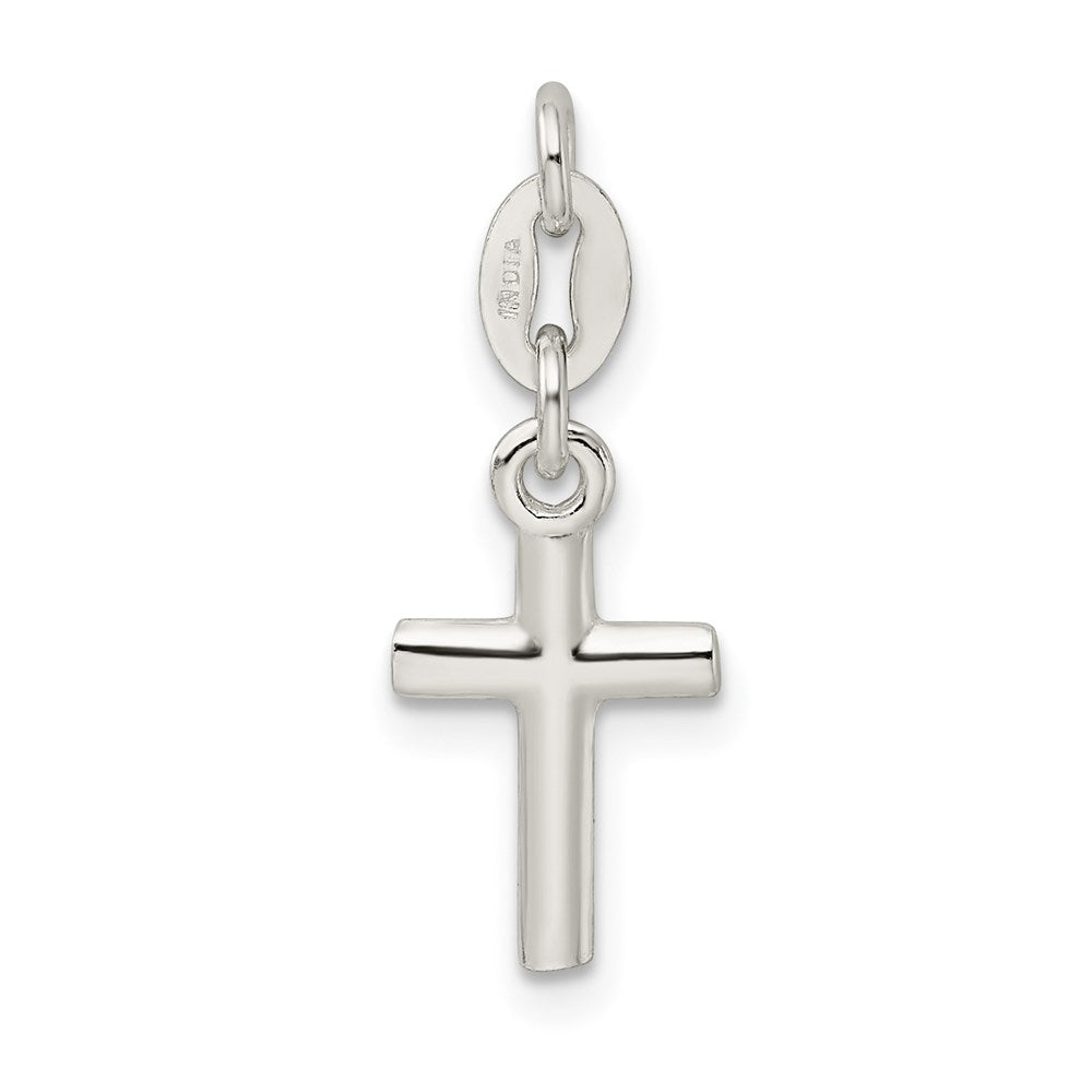 Sterling Silver Polished Cross Charm QC6649
